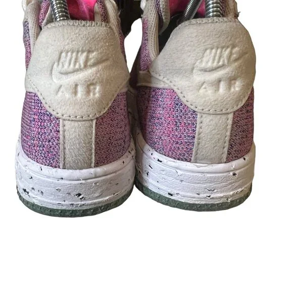 Women's Nike Air Force 1 Low Crater Flyknit Fuchsia Glow Pink White Size 5.5 - Picture 4 of 6